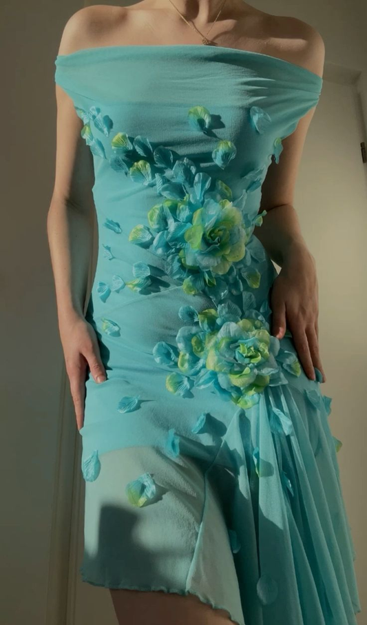 Unique Off The Shoulder Chiffon Appliques Party Dress Birthday Dress cc2163