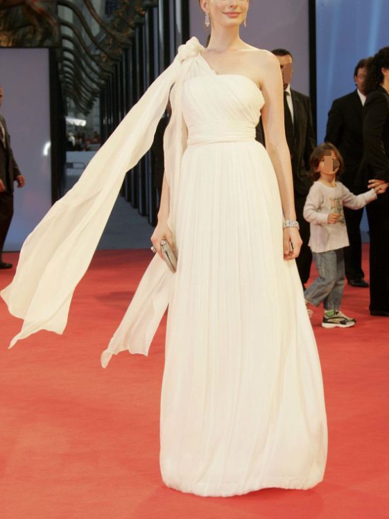 Classy One Shoulder White Party Evening Dress,Long A Line Prom Dress cc2646