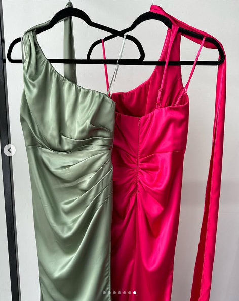 Gorgeous Hot Pink One Shoulder Satin Long Prom Dress,Mermaid Party Evening Dress cc2862