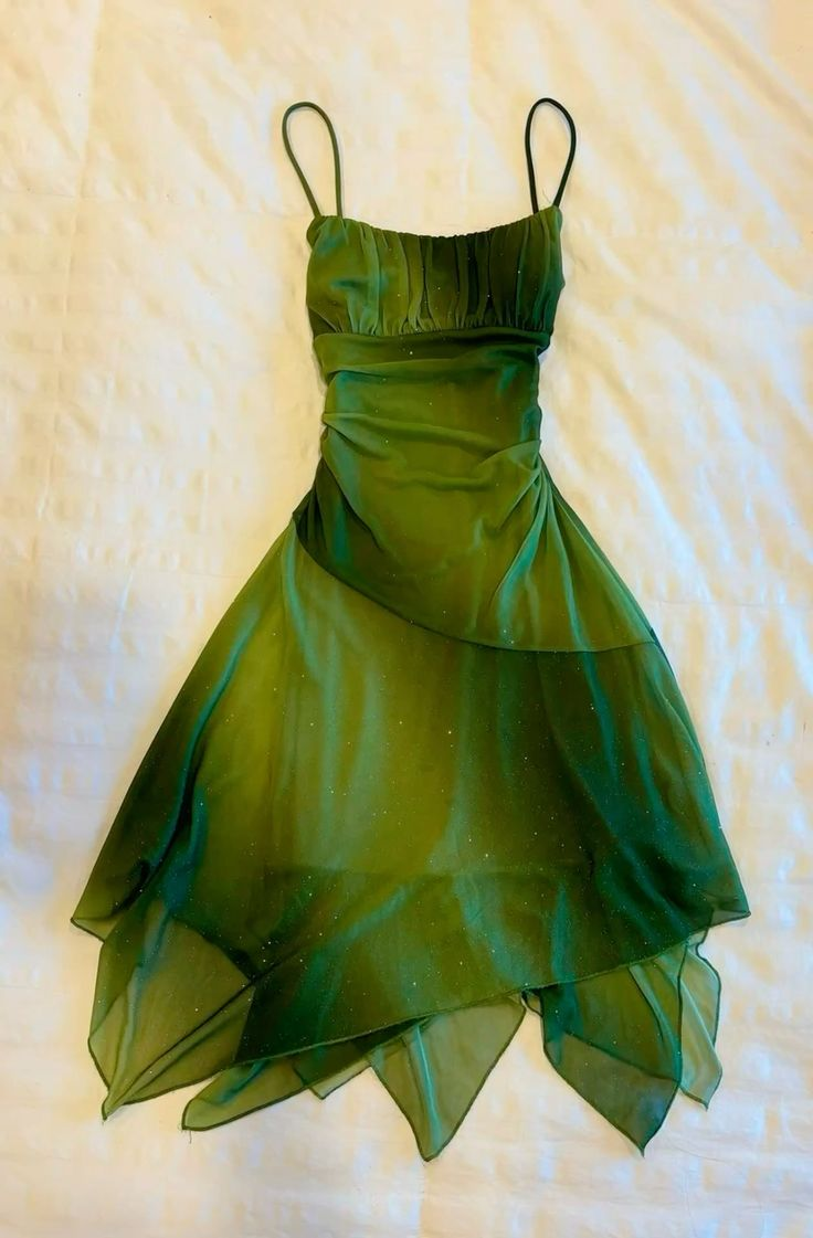 Vintage Green Spaghetti Straps Chiffon Sequins Homecoming Dress  cc3044
