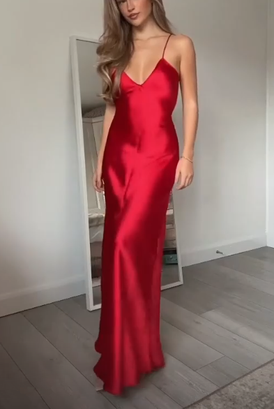 Sexy Red Backless Evening Dress Straps V Neck Party Prom Dress cc1820