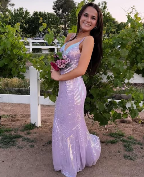 Luxury Lilac Spaghetti Straps Vneck Backless Evening Dress Mermaid Party Prom Dress cc2402