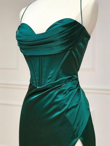 Mermaid Sweetheart Neck Green Long Prom Dress, Green Formal Evening Dress cc518