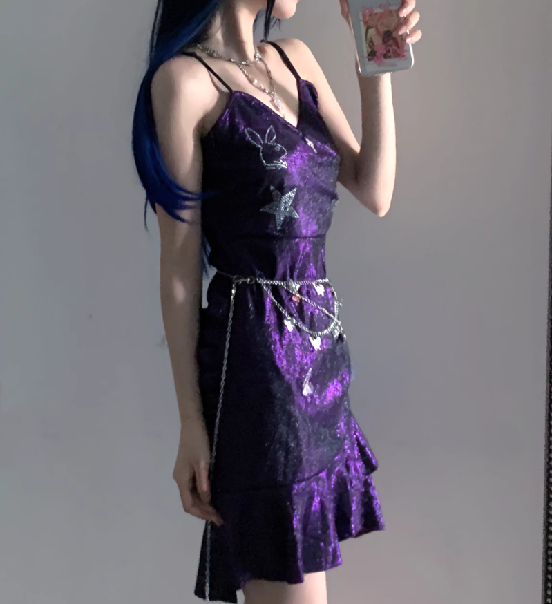 Sexy Purple Spaghetti Straps Short Ruffle Homecoming Dress Cocktail Dress cc3227
