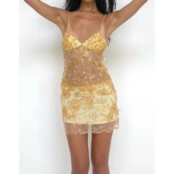 Sexy Spaghetti Straps Gold Sequin Homecoming Dress Short Cocktail Dress cc3361