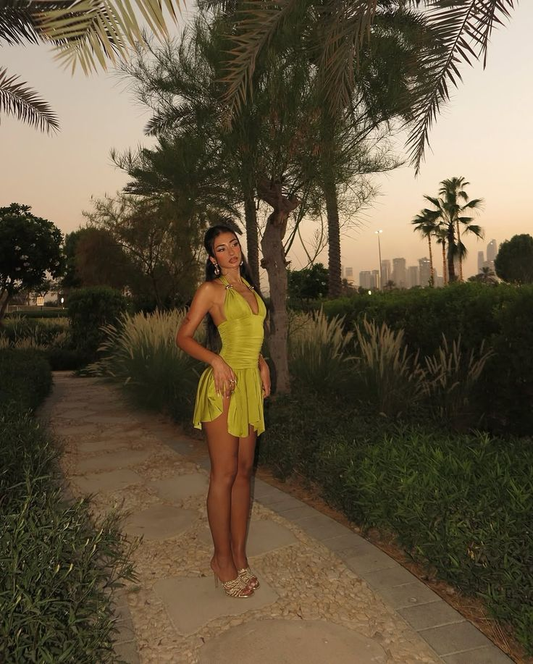 Sexy Halter V Neck Green Short Cocktail Dress Homecoming Dress cc3389