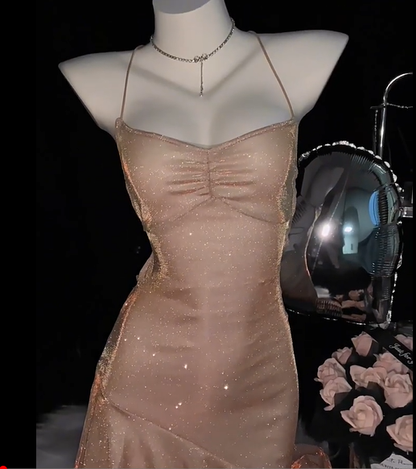 Simple Pink Spaghetti Straps Ruffles Short Homecoming Dress Cocktail Dress cc3280