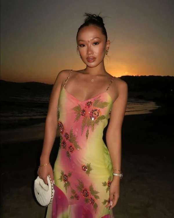 Gorgeous Chiffon Beaded Mermaid Slit Evening Dress,Formal Party Prom Dress cc2947