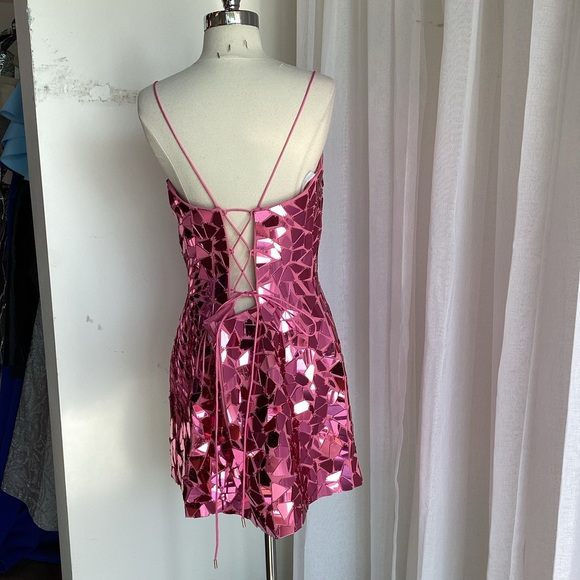 Gorgeous Spaghetti Straps Pink Sequin Sheath Short Cocktail Dress Formal Graduation Homecoming Dress cc3474
