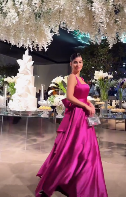 Fuchsia Satin Backless Prom Dress A Line Evening Gown With Bow cc2367