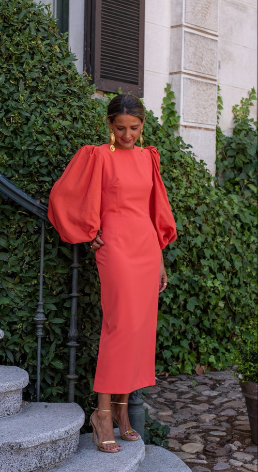 Simple Puff Sleeves Prom Dress For Women, Wedding Guest Outfit  cc577