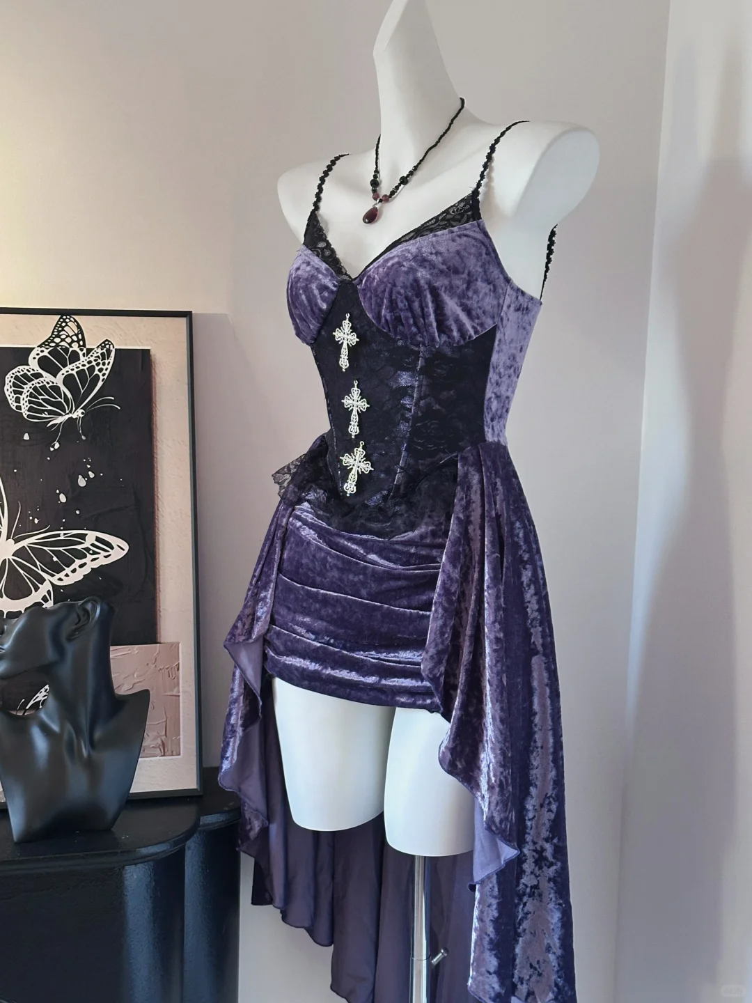 Sexy Purple Spaghetti Straps Velvet Short Birthday Party Dress Formal Homecoming Dress cc3230