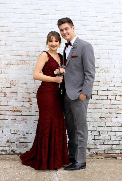 Elegant Mermaid Lace Prom Dress,Lace Evening Gown  cc858