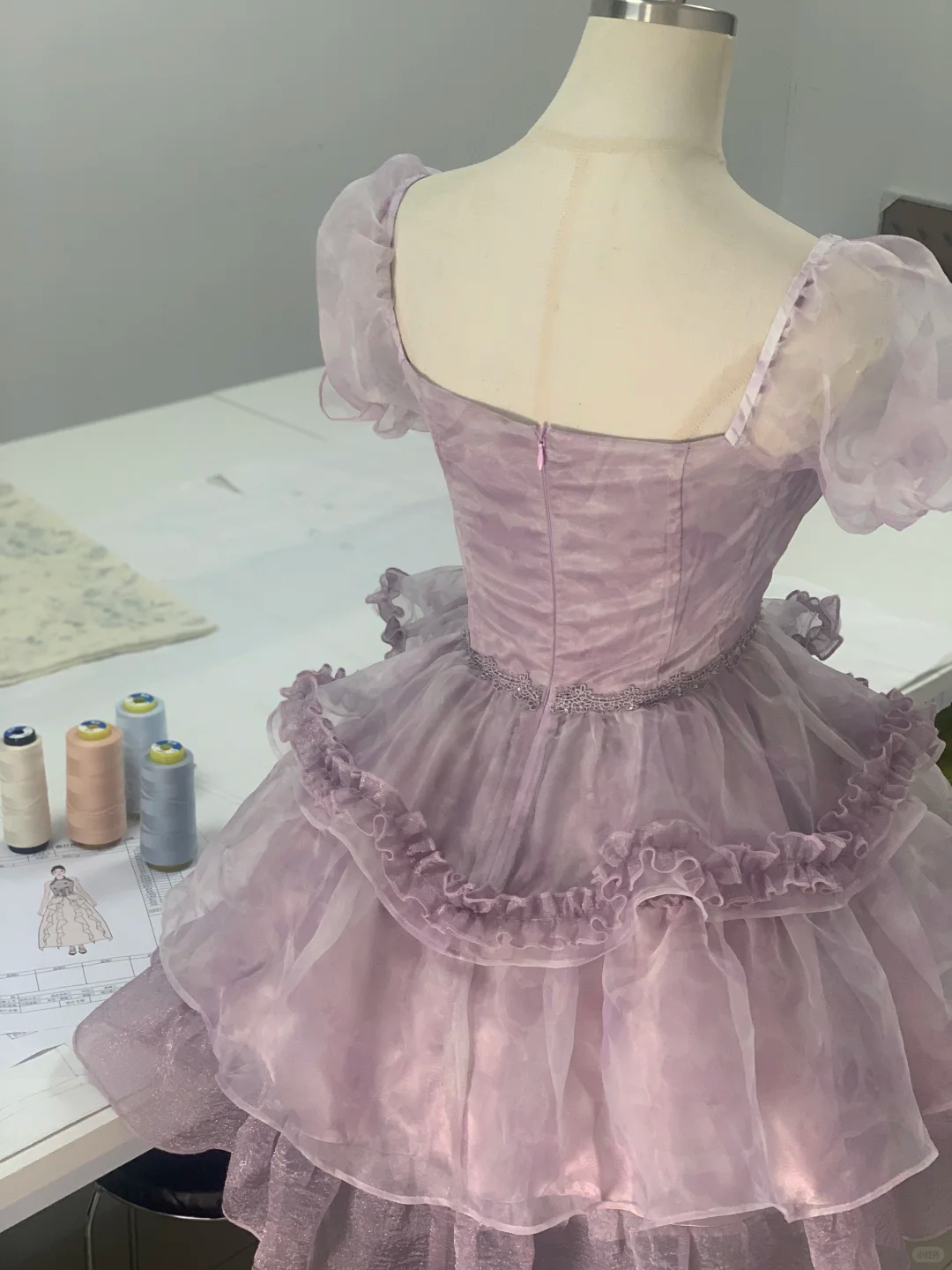 Charming Purple Organza Layered A Line Short Prom Dress Formal Homecoming Dress cc3442
