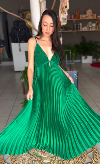 Simple Green V Neck Pleated Party Evening Dress,A Line Prom Dress cc2480