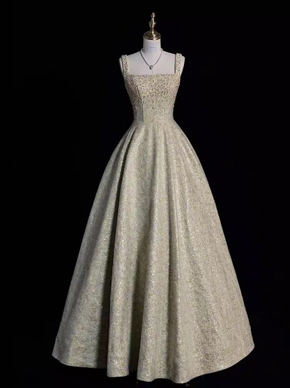 Gengrous Straps Ball Gown Sequin Beaded Long Evening Dress Prom Dress cc1441