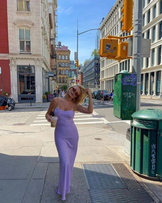 Lilac Spaghetti Straps Long Party Prom Dress  cc1375
