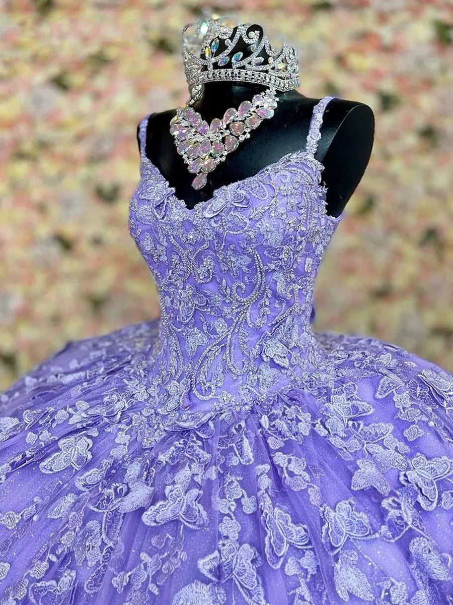 Purple princess ball gown quinceanera dress sweet 16 dress butterflies quinceanera dress cc421