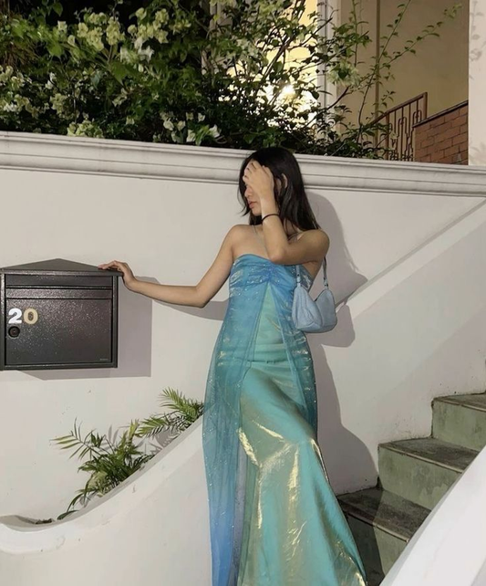 Chic Halter Floor Length Mint Green Prom Dress  Evening Dress  cc1686