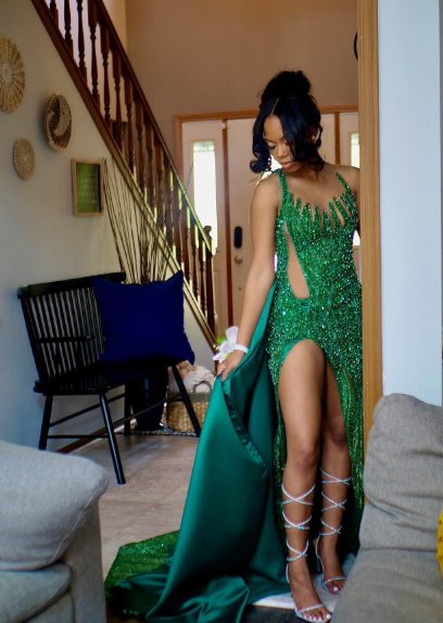 Modest Mermaid Black Girl Sequin Prom Dresses 22th Birthday Outfits cc979