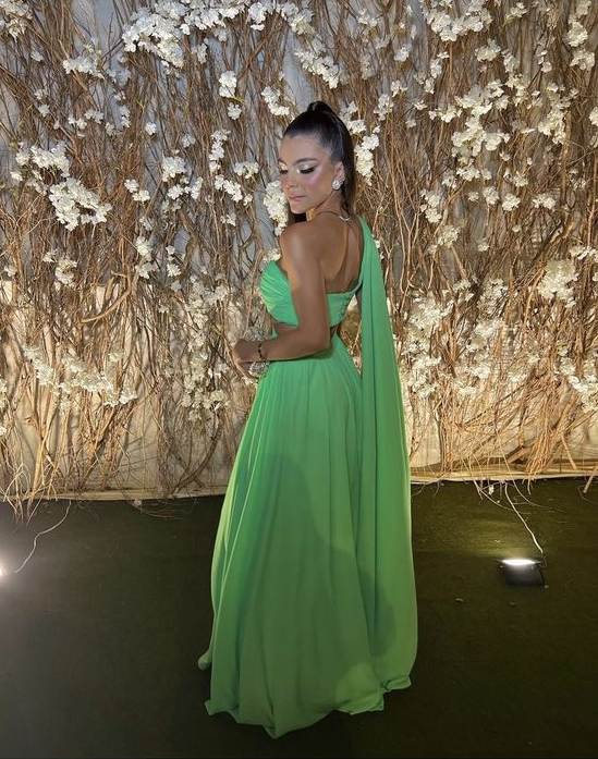 Sexy Strapless Green Chiffon Prom Dress Long Party Evening Gown cc1449