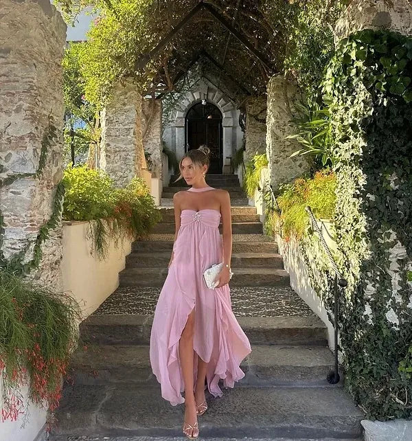 Elegant Halter Long Chiffon Prom Dress Evening Dress cc1635