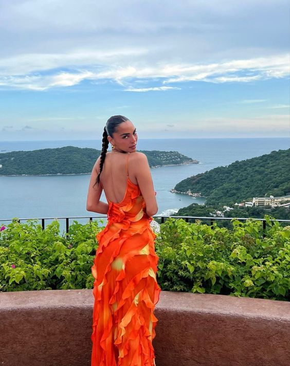 Sexy Straps Chiffon Long Tiered Slit Prom Dress Party Evening Dress cc1789