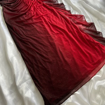 Charming Halter Ombre Red Chiffon Long Prom Dress Party Evening Gown cc1398