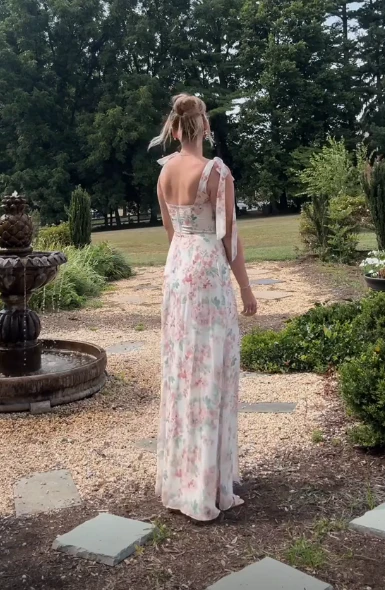 Beautiful Chiffon Print A Line Prom Dress Formal Party Evening Dress  cc1386