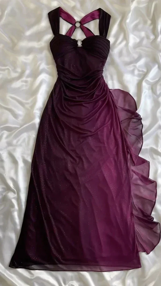 Sexy Ombre Purple Long Prom Dress Party Evening Gown cc1391