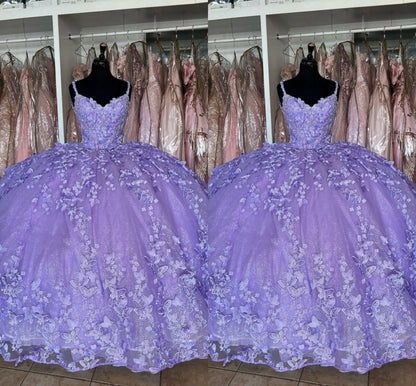 Purple princess ball gown quinceanera dress sweet 16 dress butterflies quinceanera dress cc421