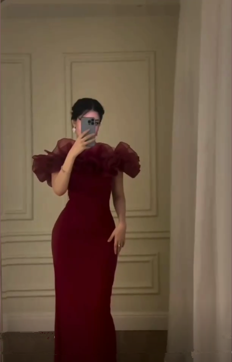 Burgundy Off The Shoulder Sheath Sexy Evening Dress Long Prom Party Dress cc1713