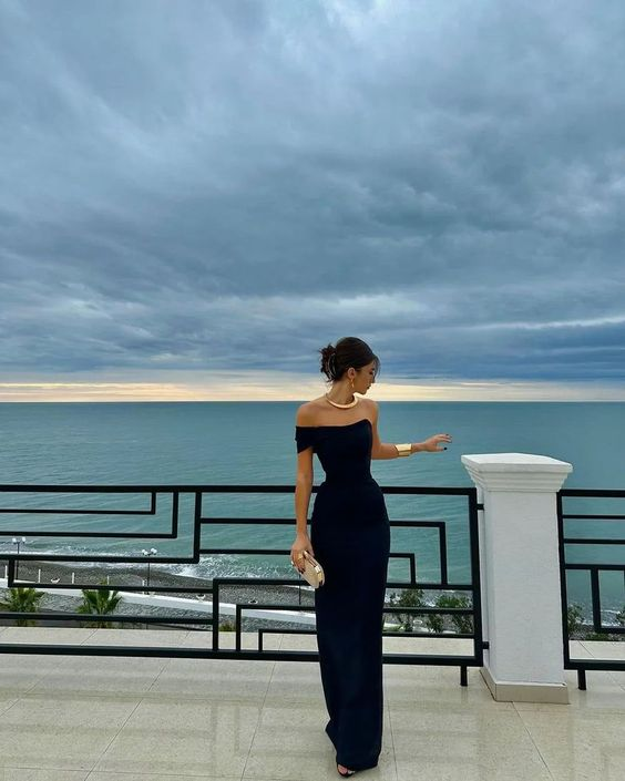 Elegant One Shoulder Sheath Prom Dress Black Satin Long Party Evening Gown  cc1482