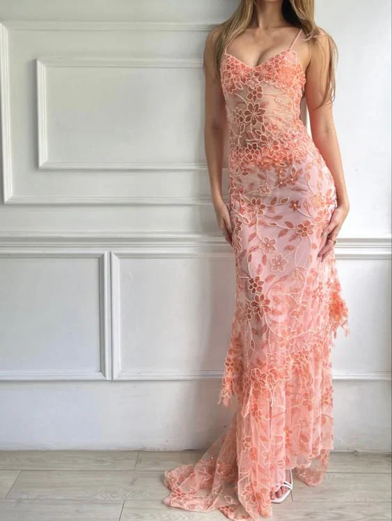 Gorgeous  Pink Lace Beading Mermaid Evening Dress  Party Prom Dress cc1589