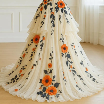 Unique Chiffon Appliques Prom Dress Long Party Evening Dress cc2794