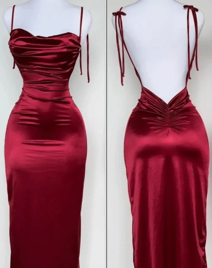 Spaghetti Straps Sheath Prom Dress Navy Blue Backless Party Evening Dress cc1466