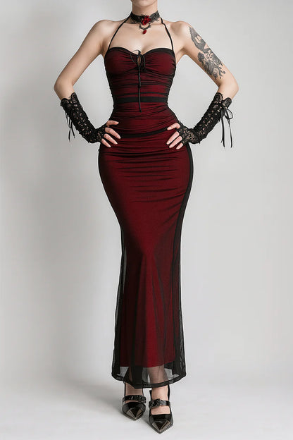 Vintage Halter Sheath Long Party Dress Formal Evening Dress cc3233