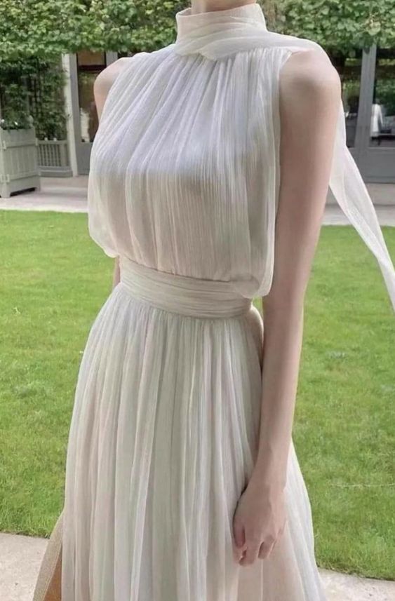 High Neck Simple Prom Dress Charming Formal Dress Chiffon Evening Dress cc279