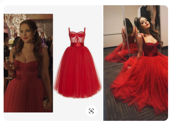 Sweetheart Tea Lenght Red Tulle Prom Dress  C2145