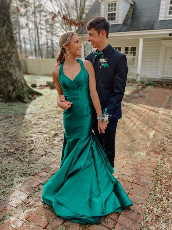 Sexy Green Mermaid Long Backless Prom Dresses  cc103