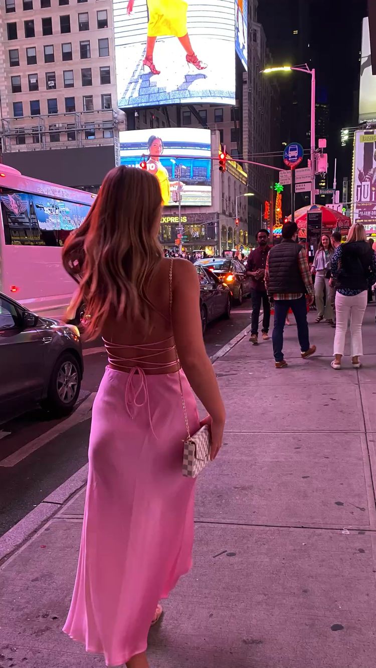 Pink Simple Prom Dress Classy Evening Dress Lace-up Back cc366