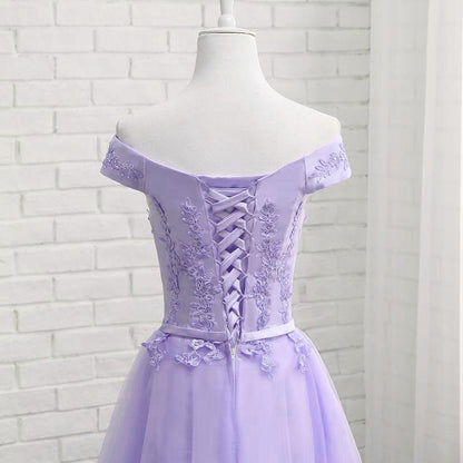 Light Purple Tulle Short Homecoming Dress Cute Off Shoulder Party Dress  c2715