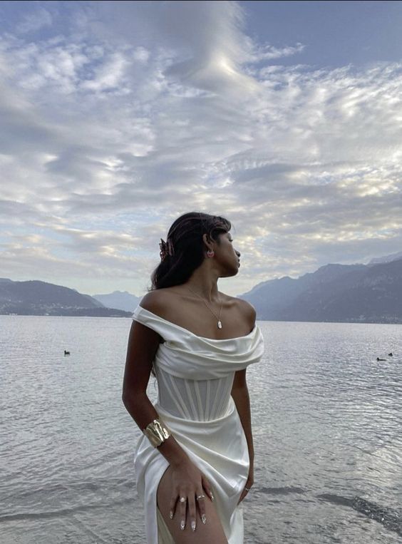 Off The Shoulder White Prom Dress Elegant Long Prom Dress cc327