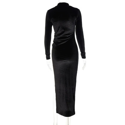 Black Velvet Side Slit Bodycon Prom Dress Simple Prom Dress c2478