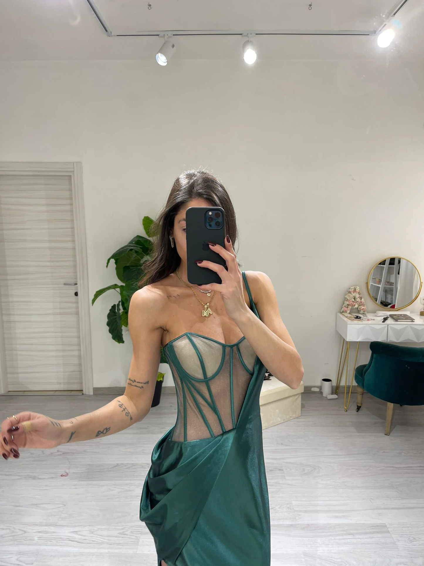 Sexy Mermaid Prom Dress With Split See-through Evening Dress C2104