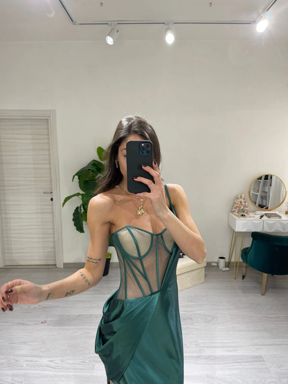 Sexy Mermaid Prom Dress With Split See-through Evening Dress C2104