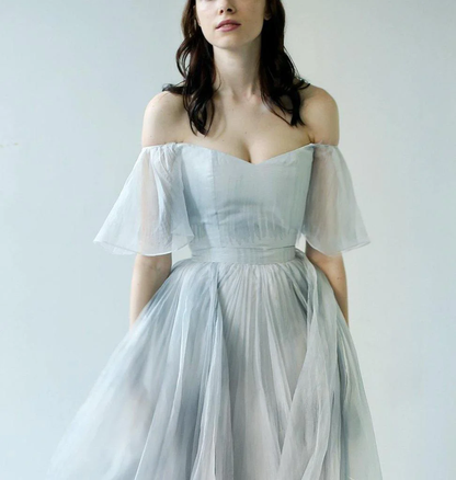 Fancy A-line Off Shoulder Chiffon Long Prom Dresses, Evening Dresses c2744