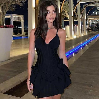 Spaghetti Straps A-line Black Short Homecoming Dress cc158