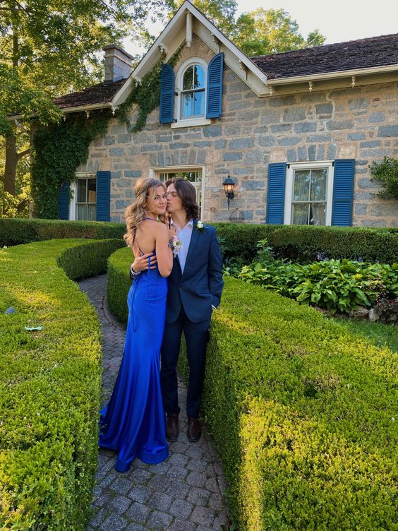 Royal Blue Mermaid Long Prom Dress Elegant Evening Dress With Split cc150
