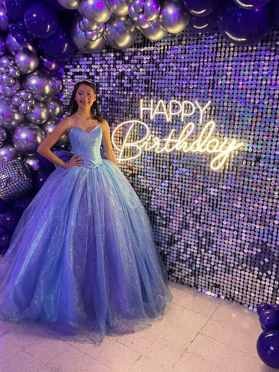 Shiny Blue Sweet 16 Dress Princess Dress cc122